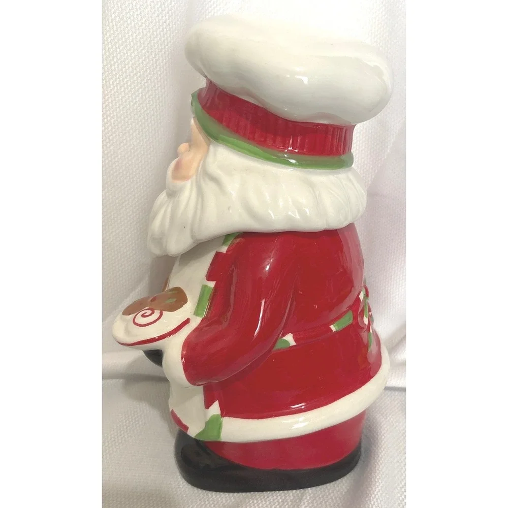 Sleigh Bell Bistro Santa Claus Chef Cookie Jar Christmas Gingerbread Ceramic
